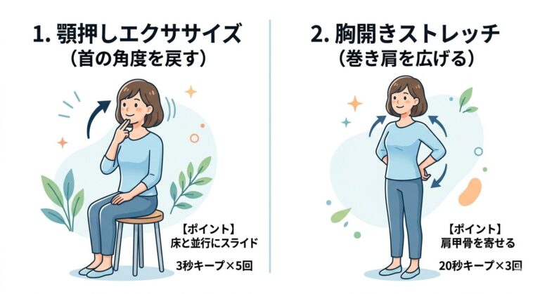 30秒で完了！スマホ首解消ストレッチ