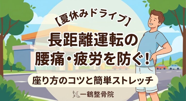 【夏休みドライブ】長距離運転の腰痛・疲労を防ぐ！座り方のコツと簡単ストレッチ